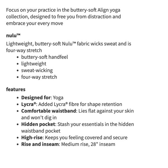 Lululemon Align Pant 28" *Engineer Print City Camo Silver Drop Multi sz 2 - Picture 5 of 6